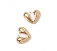 Gold Heart Alloy Earrings, Electroplated Vintage Glossy Geometric Hoops, Classic Minimalist Design for Women Daily Casual & Formal Events