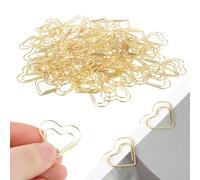 Gold Heart-Shaped Paperclips (100 Pack) - Creative Metal Heart Bookmarks & Document Decoration Clips | Cute Stationery Supplies For Wedding Invites, Scrapbooking, Office Files & School Notes