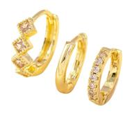Gold Hoop Earrings Set For Women Trendy Real Gold Plated Chunky Small Cartilage Hoops Cute Cubic Zirconia Dangle Stud Earrings Jewelry Orecchini Bambina Anallergici Cerchietto (Gold, One Size)