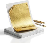 Gold Leaf Sheets for Crafts, Imitation Gold Foil Paper 500PCS 3.2x3.4in Metallic Sheets for Gilding, Painting, Resin Jewelry, Nail Art, Furniture Decoration and DIY Art Projects