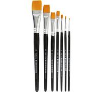 Gold Line Acrylic Brush Set, size 0-20 , W: 2-24 mm, flat, 7asstd