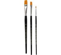 Gold Line, set di pennelli acrilici, misura 2+8+12, larghezza: 3+9+12 mm, piatti, 3 pezzi