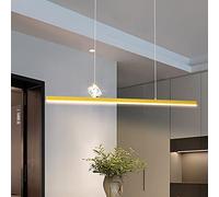 Gold Linear Chandelier Crystal Pendant Light LED Kitchen Island Lighting Fixture, Hanging Chandeliers 20W Ceiling Lamps for Living Dining Room Bedroom Cafe Bar