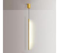 Gold Linear Pendant Lights Kitchen Island Minimalist Long Strip LED Light High Ceiling Chandelier for Foyer Staircase Entryway Bedroom Office Living Room Restaurant