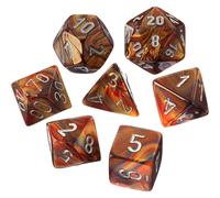Gold Lustrous Mini Dice with Silver Numbers 10mm (3/8in) Set of 7 Chessex