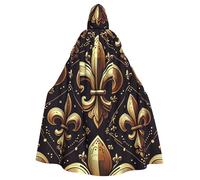 Gold-Luxury-Fleur-De-Lis - Mantello da strega con cappuccio, per costume di Halloween