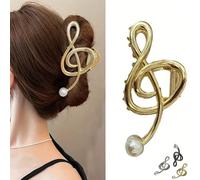 Gold Music Note Hair Clip, Metal Large Claw Clips for Thick Heavy Hair, Strong Hold Big Non-Slip Hair Catch Barrette Jaw Clamp,Elegant Treble Clef Design Hair Accessory (Gold)