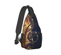Gold Musical Note With Shiny Star Donna Uomo Borsa A Spalla Piccolo Zaino Monospalla Leggera Sling Bag Per Lavoro Treeking Sportiva
