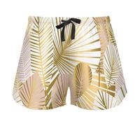 Gold Pale Rose Abstract Leaves Pajama Bottoms for Women, Elastic Waist Drawstring Lounge Shorts Yoga,XXL