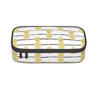 Gold Pine Fruit Striped Astuccio speciale per ragazze e ragazzi, astuccio grande per matite grande astuccio per matite, astuccio per matite per cancelleria per studenti con cerniera per scuola e lav
