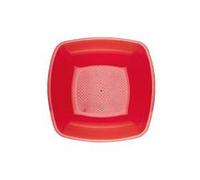 Gold Plast Piatti 23 cm Piano Quadrato Rosso Trasparente 12 Pezzi