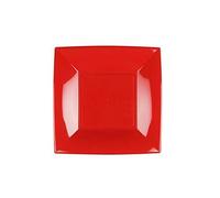 Piatto Dessert Quadrato Riutilizzabile Rosso 18cm - 25pz