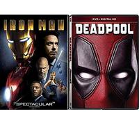 Gold & Red Marvel Super Studios Tony Stark Iron-Man & Deadpool DVD Double Feature Part Movie Pack Hero Set