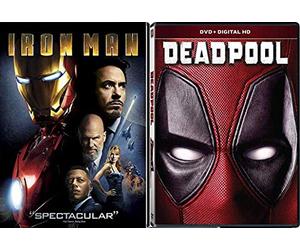 Gold & Red Marvel Super Studios Tony Stark Iron-Man & Deadpool DVD Double Feature Part Movie Pack Hero Set