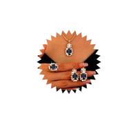 Gold Spose Matrimonio Orecchini E Collana Set Gioielli Anello Nero Cristallo Collana Pendente Onice Strass Orecchini A Goccia Prom Party Cz Collana A Goccia Damigella D'onore Nuziale Orecchini Donne