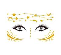 Gold Stamp flash - Waterproof Face Stickers, Temporary Skin Decals Set | Multipurpose Cute Colorful Water Transfer Sheets | Dance Accessories Music Festivals Birthday Parties, Cosmetic Body Makeups