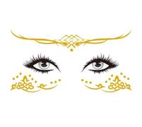 Gold Stamp flash - Waterproof Face Stickers, Temporary Skin Decals Set | Multipurpose Cute Colorful Water Transfer Sheets | Dance Accessories Music Festivals Birthday Parties, Cosmetic Body Makeups