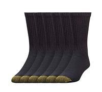 Gold Toe Men's 6 Pack Cotton Extended Crew Big and Tall Athletic Socks, Black, 13-15 (Shoe Size 12-16)