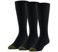 Gold Toe Men's Cotton Fluffies Crew Socks, Black (3-Pairs), Large