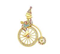 Gold-Tone Vintage Clown Pinch - strass Christmas Pinch con Retro Bicycle Design, Festive Holiday Pin per le donne
