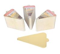Gold Triangular Cake Boards 300pcs | Food Grade Cardboard Display Trays | For Cupcakes/Mousse/Pastries | 4.7x3.1 inch with Handle