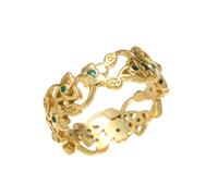 Gold Vermeil Clover And Trinity Band Ring
