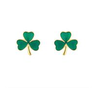 Gold Vermeil Green Shamrock Earrings