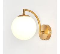 Gold Wall Lamp Nordic Simple Design Metal Wall Sconce, Globe Wall Lighting Fixture Milky Transparent Glass Indoor Interior Wall Mount Light for Bedroom Bedside Living Room, E27 Socket (Size : C/White