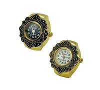 (Gold white, pack-3) Vintage Ring Watch Silver Adjustable Finger Watch for Women Men Unique Retro Quartz Gift
