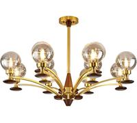 Gold Wooden Sputnik 85cm Chandelier Romantic Hanging G9 Ceiling Light Compatible with Dining Room,Living Room,Hallway,Bedroom,Plafoniera Lampadario Da Soffitto