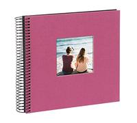 goldbuch Spirale Bella Vista, ricordi in Lino con Immagine di Copertina, 40 Pagine Nere, incollare, Album Fotografico, Carta, Fucsia (Lato Nero), ca. 20 x 20 x 2,7 cm