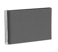 goldbuch 20925 - Album Fotografico a Spirale Bella Vista, 24 x 17 cm, con 40 Pagine Nere, Album dei ricordi in Lino, per Foto e Foto, da incollare, Grigio