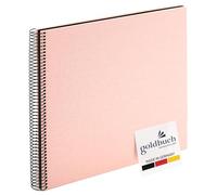 goldbuch Bella Vista ricordi in Lino con Rilegatura a Spirale, 40 Pagine Nere, incollare, Album Fotografico, Carta, rosé (Lato Nero), 35x30 cm