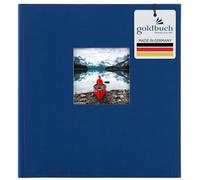 Goldbuch 27 895 Bella Vista - Album Fotografico con Ritaglio, 30 x 31 cm, 60 Pagine Bianche con divisori in Pergamena, Album Fotografico con Copertina in Lino, Blu Scuro