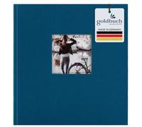goldbuch 27 930 Bella Vista - Album fotografico con ritaglio, motivo petrolio, 30 x 31 cm, 60 pagine nere con divisori in pergamena, libro fotografico con copertina in lino blu