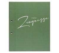 goldbuch 36 011 - Cartellina portadocumenti con chiusura a vite e 12 buste trasparenti, copertina in lino, ca. 24 x 31 x 1,5 cm, colore: Verde