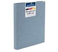 goldbuch 37 213 - Raccoglitore ad anelli, formato A4, 32 x 27,5 x 4,5 cm, con meccanismo a 4 anelli e morsetto, formato DIN A4, raccoglitore ad anelli in lino, colore: grigio chiaro