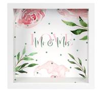 goldbuch 92 0081 - Salvadanaio Mr. & Mrs., con sfondo intercambiabile, cornice in MDF, portafogli per monete e banconote, con supporto a parete, ca. 18 x 18 x 5 cm, colore: Bianco