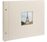 goldbuch 28523 Bella Vista - Album Fotografico con Apertura, 40 Pagine Nere e divisori in Pergamena, 39 x 31 cm, espandibile, Copertina in Lino, Colore: Grigio Sabbia