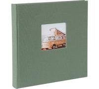 goldbuch 27 909 Bella Vista - Album fotografico con ritaglio, carciofo, formato 30 x 31 cm, 60 pagine nere con divisori in pergamena, libro fotografico con copertina in lino verde