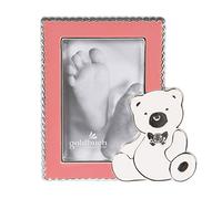 goldbuch Bambini Sweet Bear in Formato 5 x 8 cm, Metallo, con Supporto, portafoto con Orsetto e Strass, Cornice per Neonati, Colore: Rosa, ca. 9 x 9,8 x 1 cm