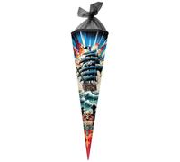 goldbuch- Cono per la Scuola, 85 cm, Esagonale, Colore Nero e Blu Motivo Tempesta Pirata, 85 x 24 x 20 cm, 98 159