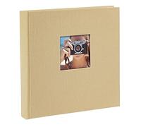 goldbuch otoalbum Bella Vista Beige, 25 x 25 x 4 cm, 60 Pagine Bianche, Copertina in Lino, Album Apertura Finestra, Libro Fotografico Marrone Chiaro