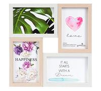 goldbuch portafoto Verona in MDF, per 4, Collage e Foto, Cornice in Legno, con Supporto da Parete per Appendere, Naturale/Bianco, ca. 28,2 x 28,2 x 2 cm