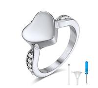 GoldChic Anello con urna a cuore per il fidanzato adolescente, anello per le ceneri per il funerale, taglia R½