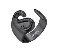 GoldChic Anello iniziale nero inciso con lettera S, anelli di dichiarazione audaci regolabili da donna, gioielli capitali, regali per la madre