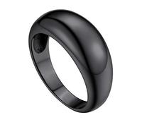 GoldChic JEWELRY Anello Acciaio a Cupola Grossa Anello Sovrano Nero Per Ragazzo, Anelli Donna Acciaio Inossidabile per Rockstar Anello Donna Nero Taglia 22