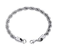 GOLDCHIC JEWELRY Bracciale a Catena in Corda da 6 mm, Anello Grosso da Uomo in Acciaio Inossidabile 316L, 21 cm