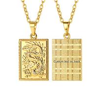 GOLDCHIC JEWELRY Collana Con Drago Personalizzata Per Uomo, Tag Loong Inciso Con Catena d'Oro, Gioielli Hip-Hop Da Donna, Regali Amuleto Fortunato