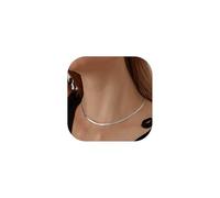 GOLDCHIC JEWELRY Collana Donna Acciaio Catena Serpente Piatta Collana Donna Snake Acciaio, Collana Girocollo a Catena Serpente Catena spina di pesce 3 mm,Girocollo Donna Acciaio 46cm
